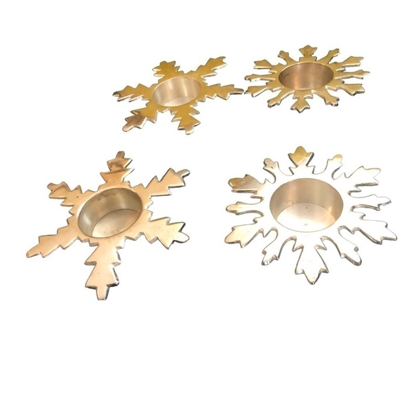 Holiday Set of 4 Star Shaped Votive Candle Holders Silver Metal Christmas Lights - Picture 2 of 2